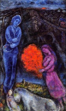 Marc Chagall Painting - Saint Paul de Vance al atardecer contemporáneo Marc Chagall